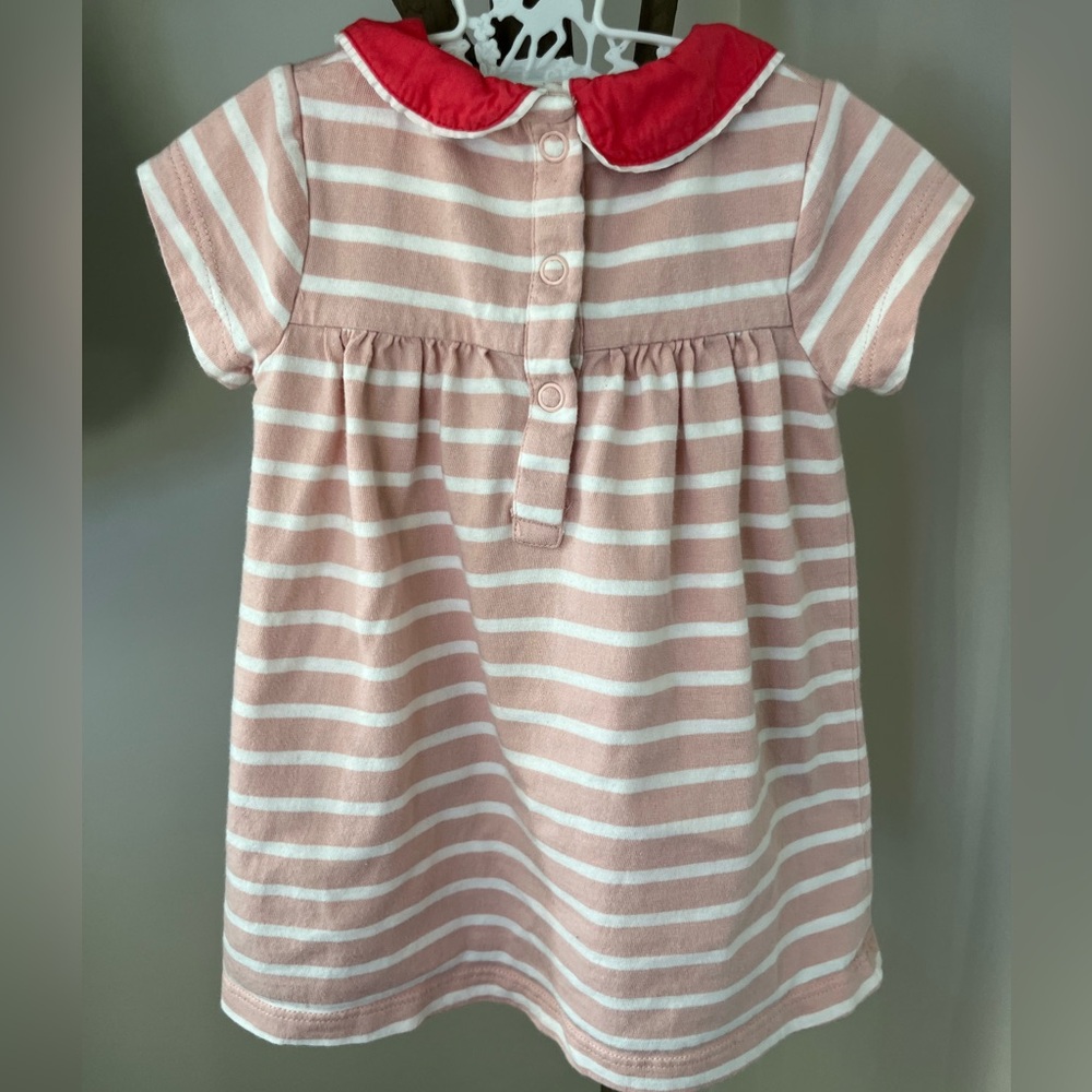 Baby Boden Pink and White Striped Strawberry Dress - Picture 2 of 3
